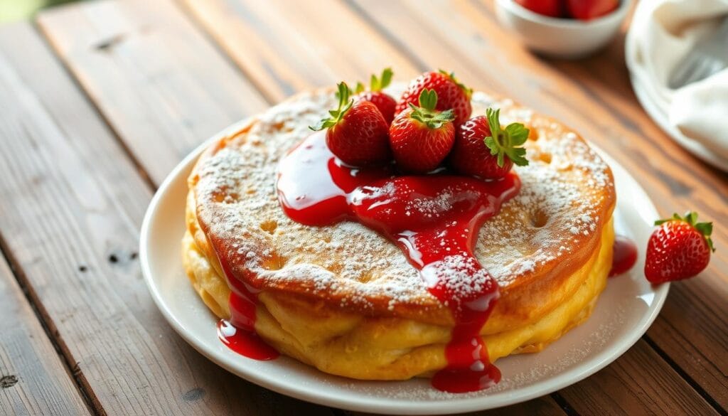 dutch baby with strawberry sauce