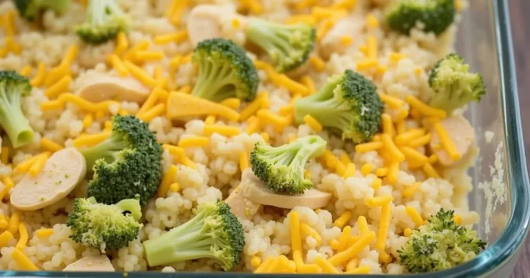 Broccoli Rice Casserole with Cheese and Chicken