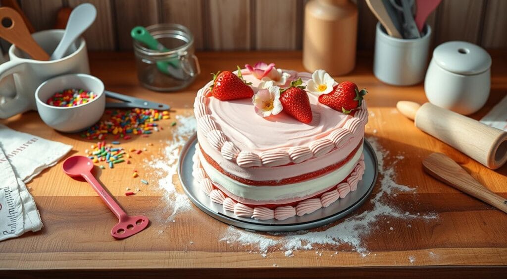 heart cake baking