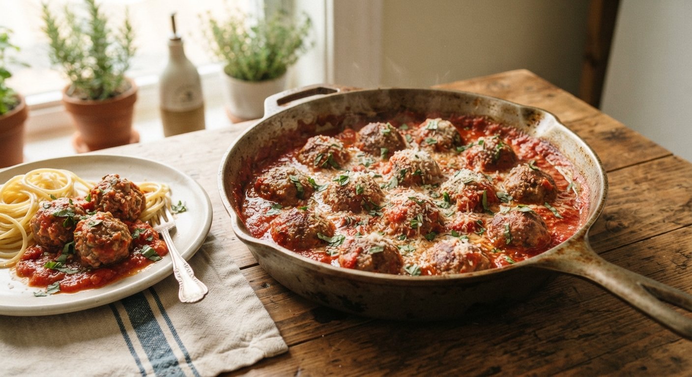 Hearty Classic American Meatballs in Rich Marinara: A Comfort Food Masterpiece