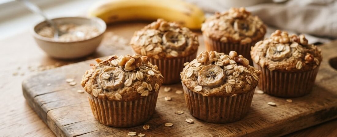 Easy Healthy Banana Oatmeal Muffins (Naturally Sweetened & Whole Grain)