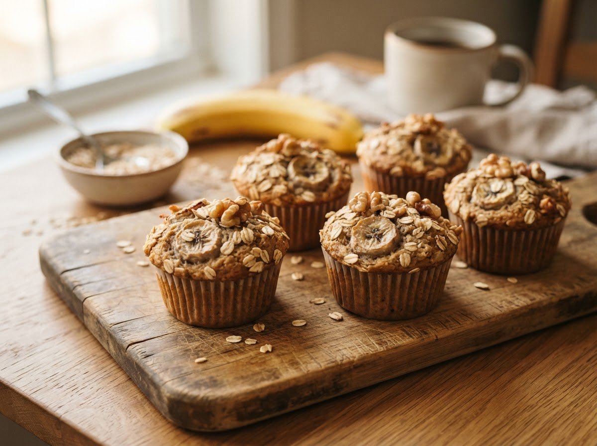 Easy Healthy Banana Oatmeal Muffins (Naturally Sweetened & Whole Grain)