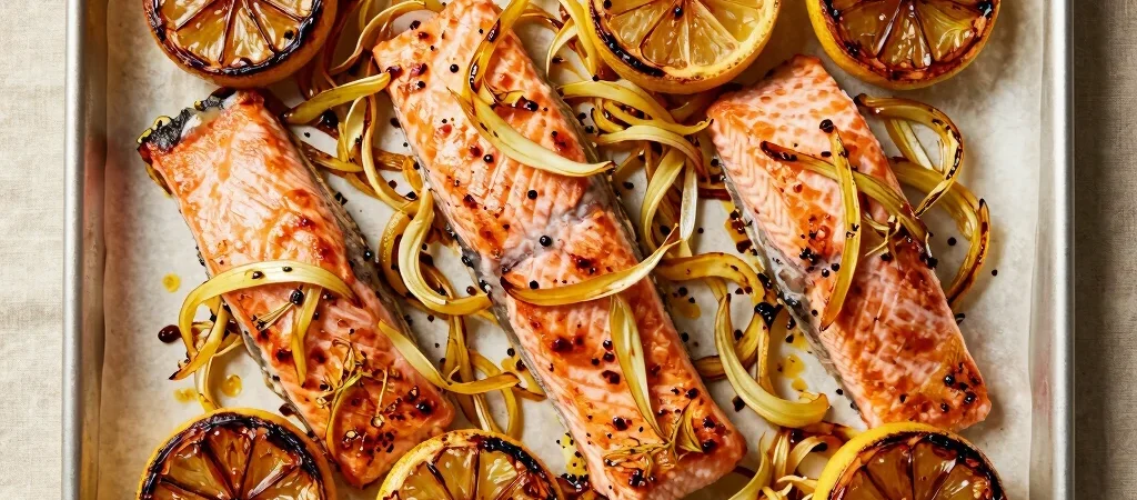 Sheet Pan Salmon with Roasted Citrus and Crisp Fennel